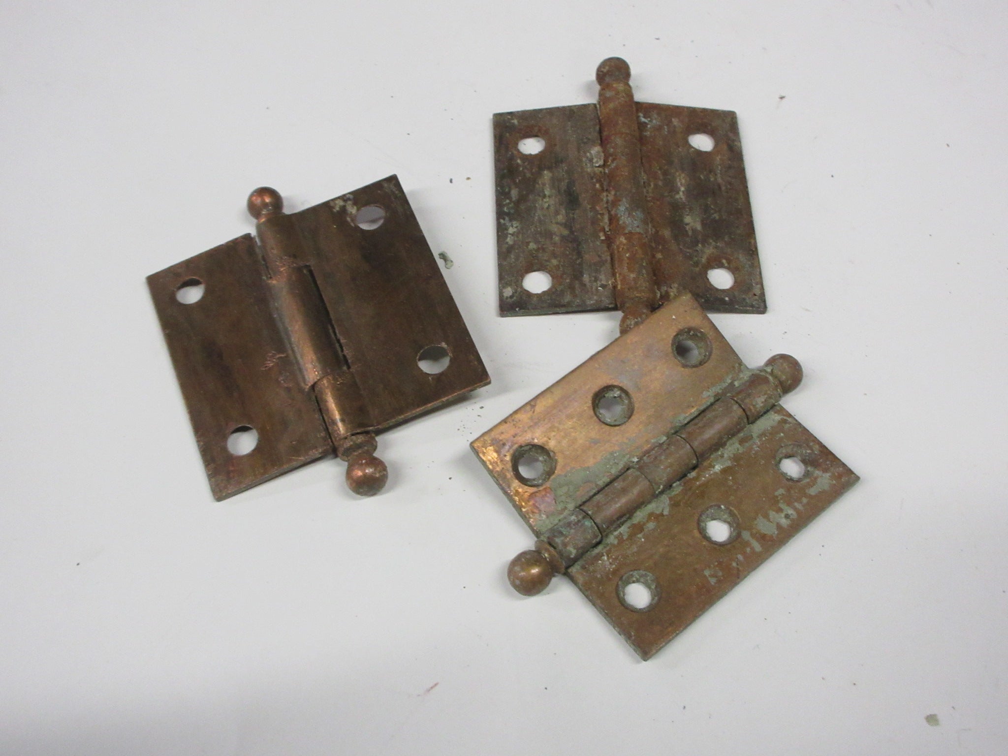 Vintage Set of Small Ball Pin Brass Hinges (Set of Three)