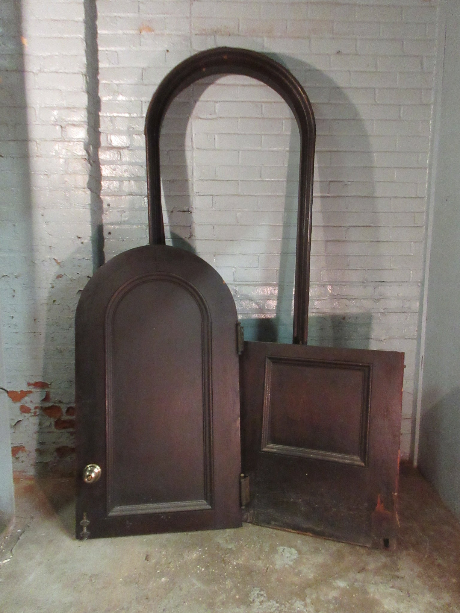 Vintage Arched Dutch Door with Trim and Frame