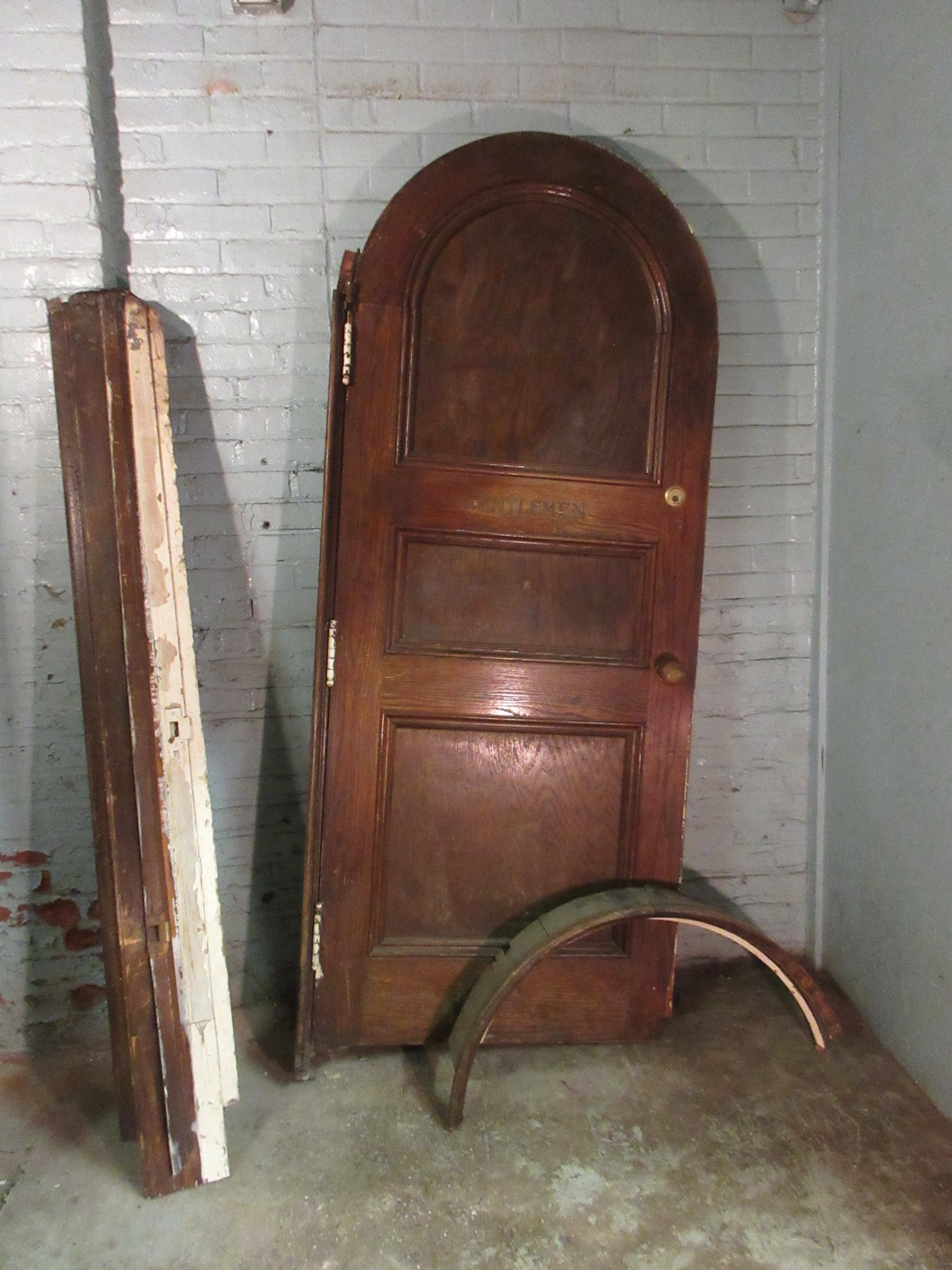 Arched Three Panel Door with Frame & Trim