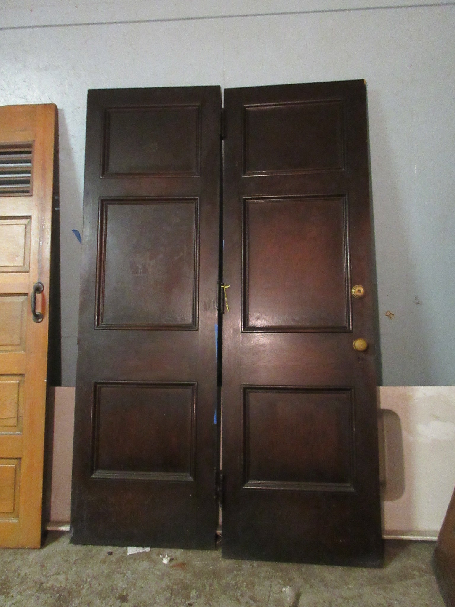 Pair of Vintage Three Panel French Doors (No Glass, Set of Two)