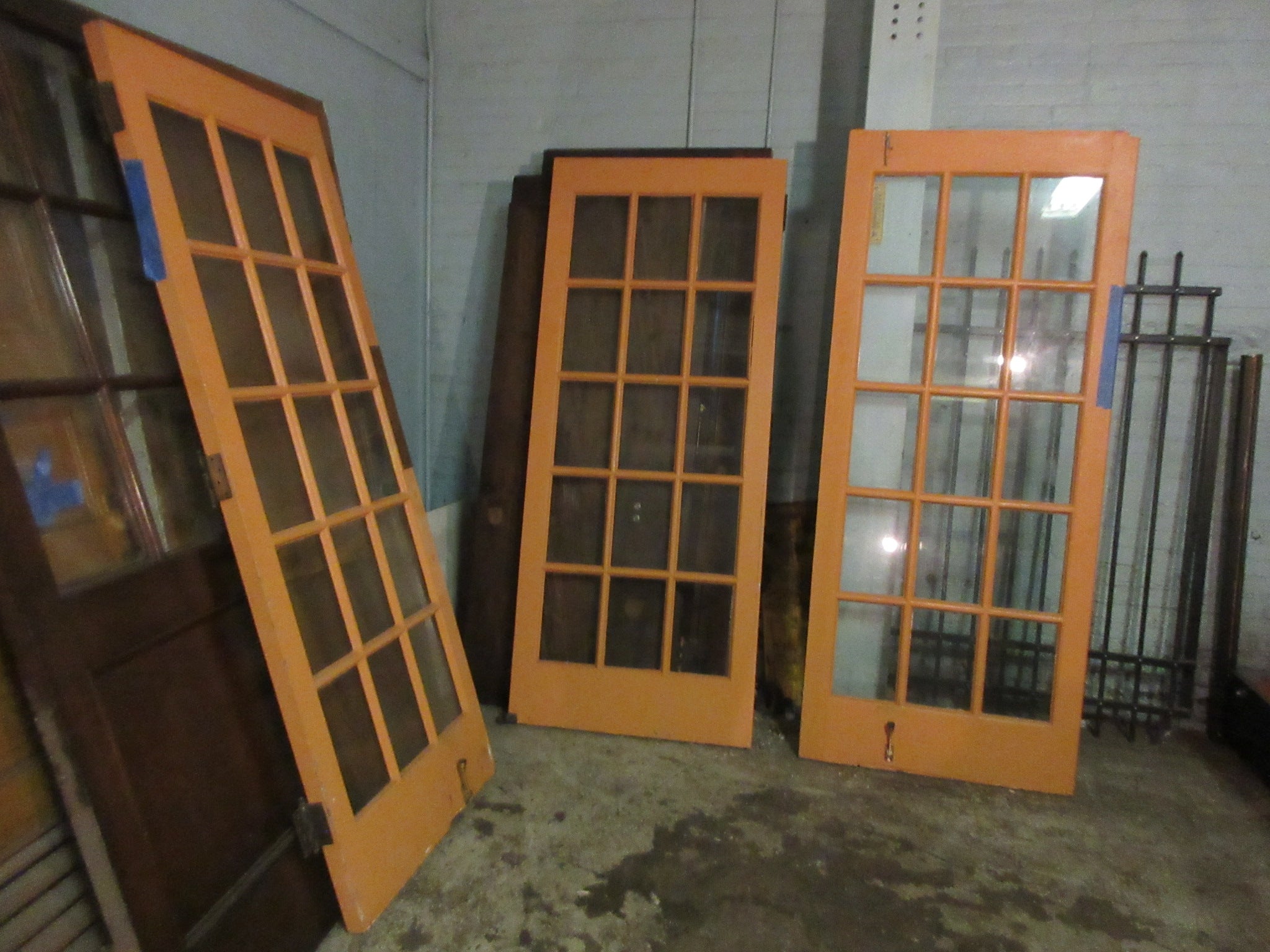 15 Lite Wooden Frame French Doors (Set of Three)