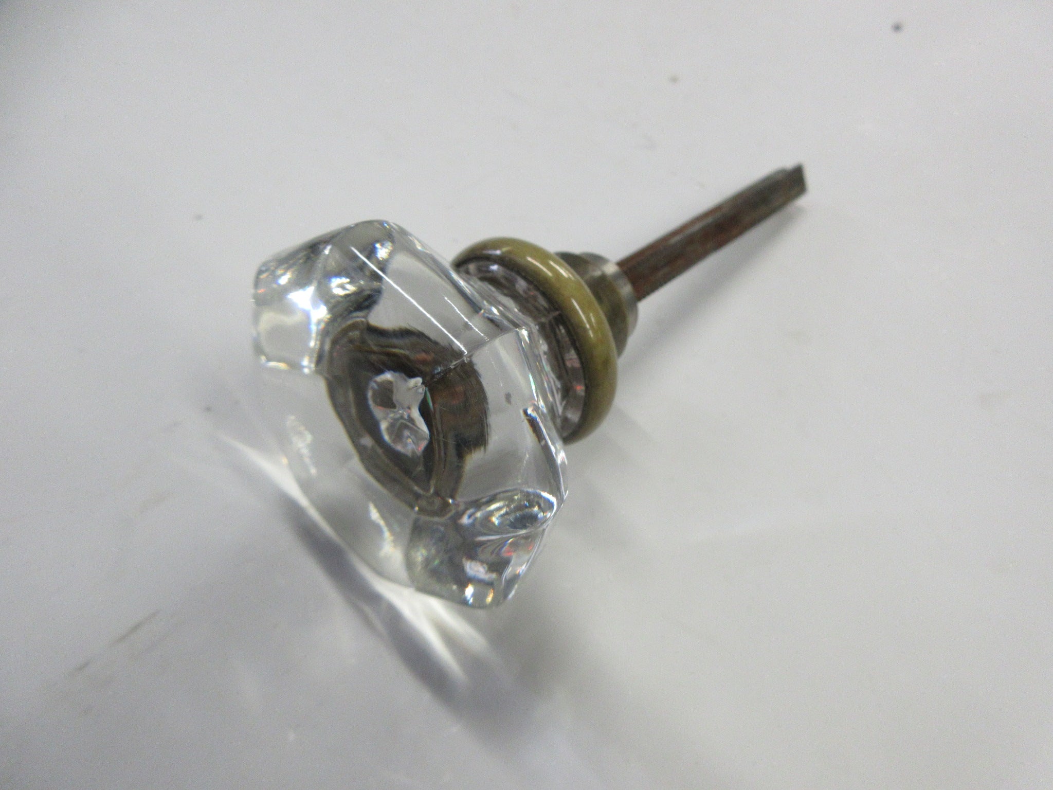 Faceted Vintage Glass Door Knob with Spindle