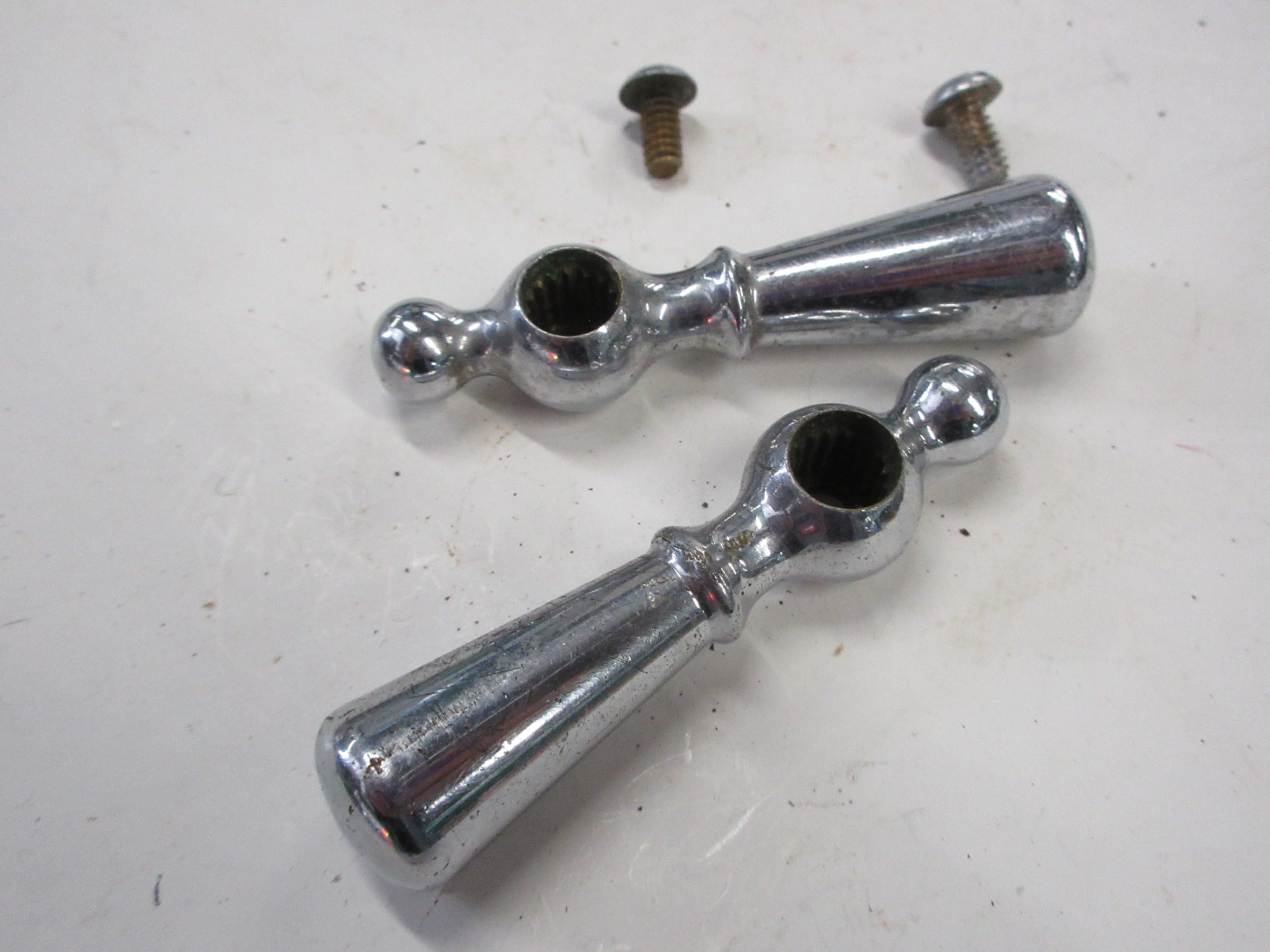 Vintage Chrome Finish Metal Lever Handles (Set of Two)