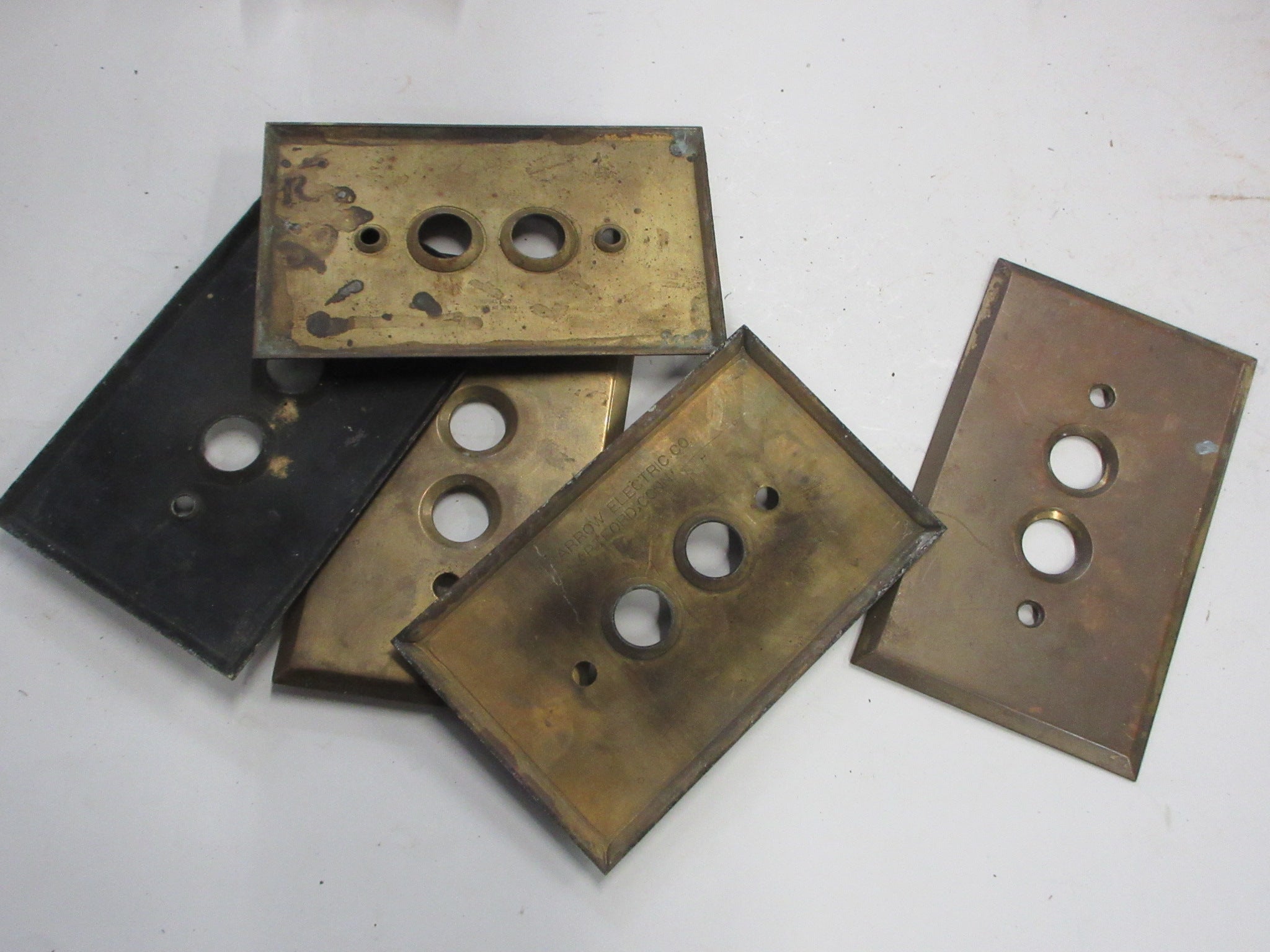 Brass Push Switch Cover Plates (Lot of Five)