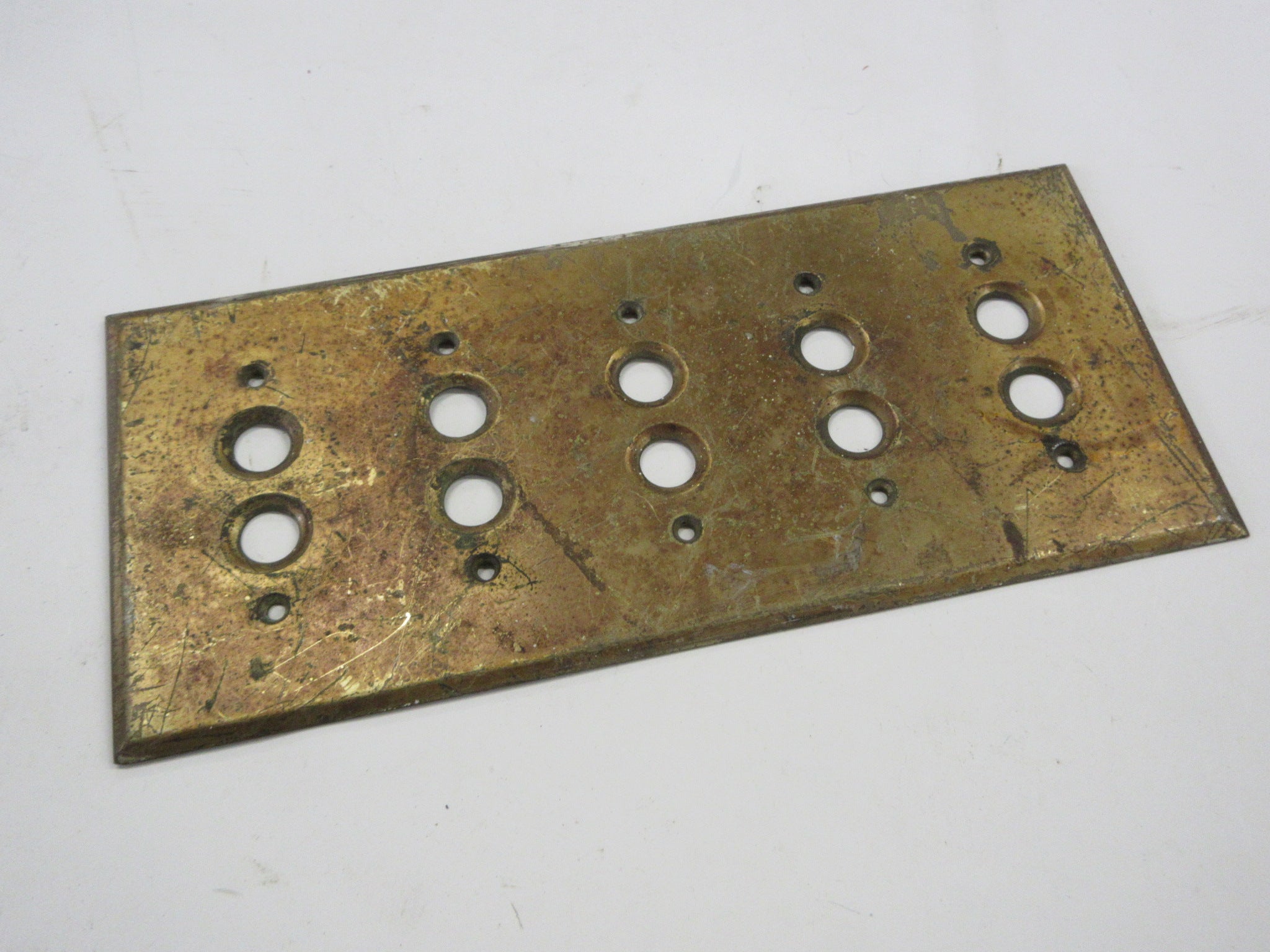 Vintage Brass Five Push Switch Cover Plate