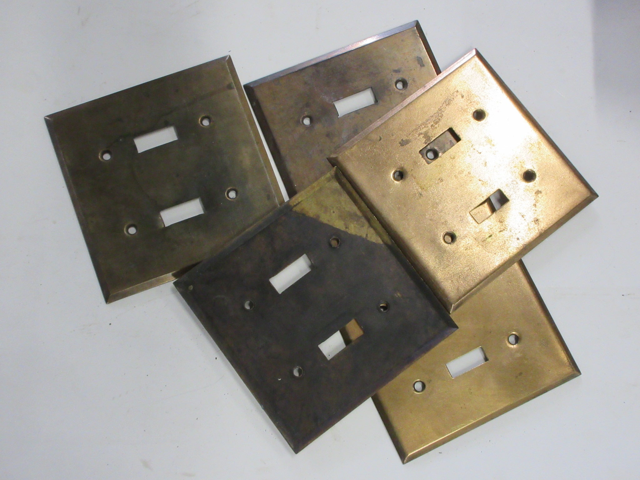 Vintage Brass Double Switch Plate Covers (Lot of Five)