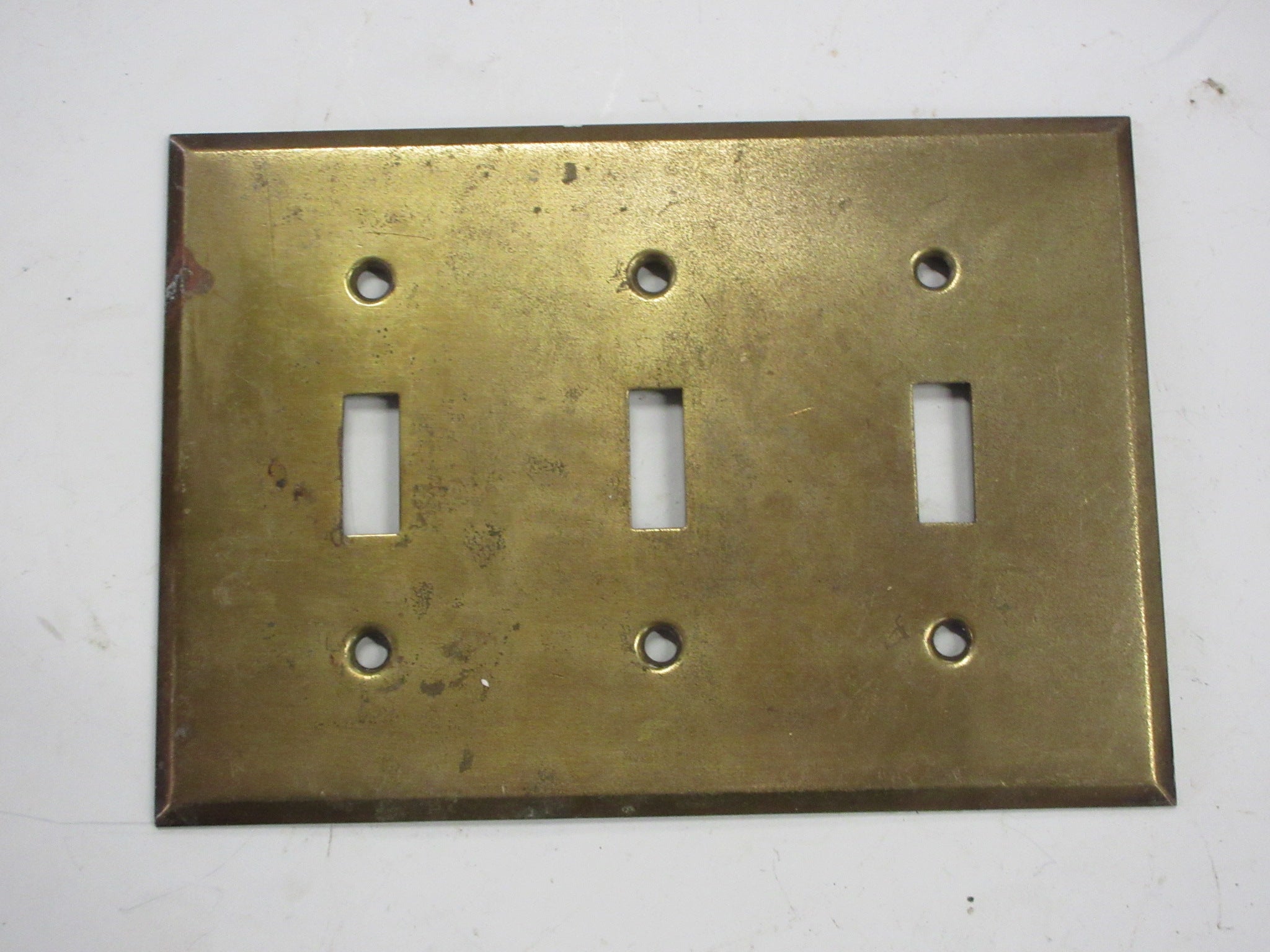 Vintage Brass Three Switch Cover Plate