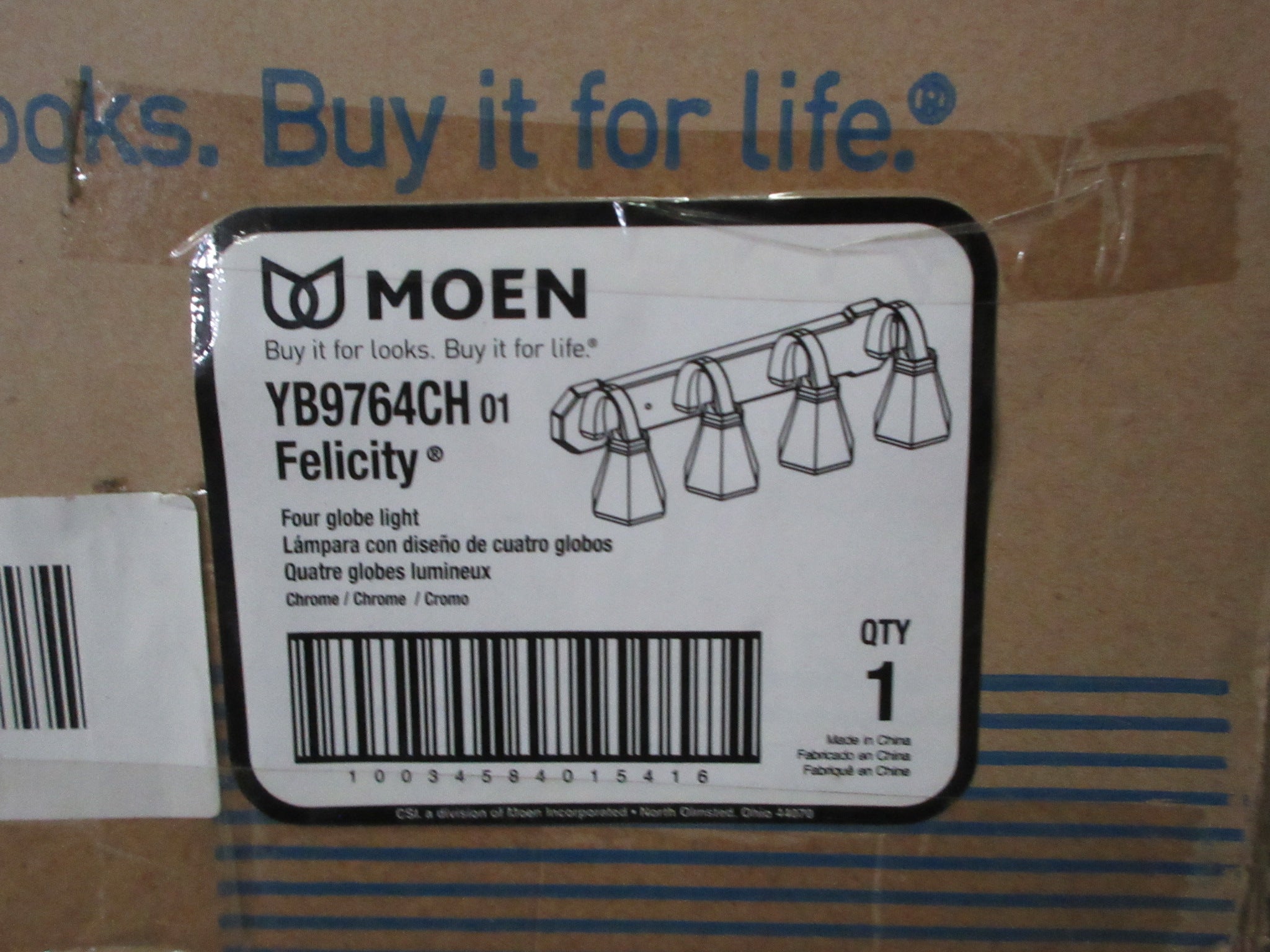 Moen Felicity Four Bulb Chrome Finish Bar Light