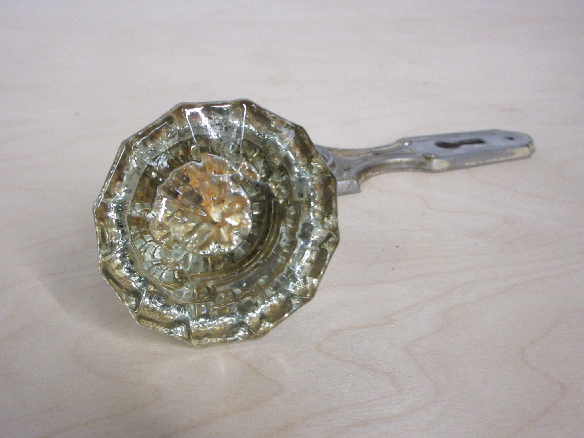 Vintage Glass Closet Knob with Door Plate