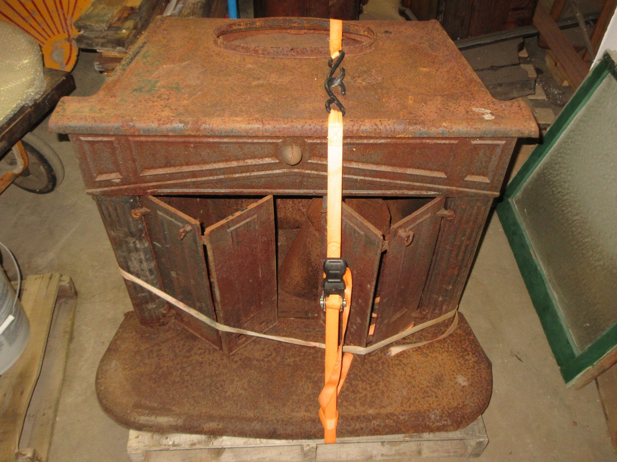 Vintage Roebuck Cast Iron Wood Burning Stove