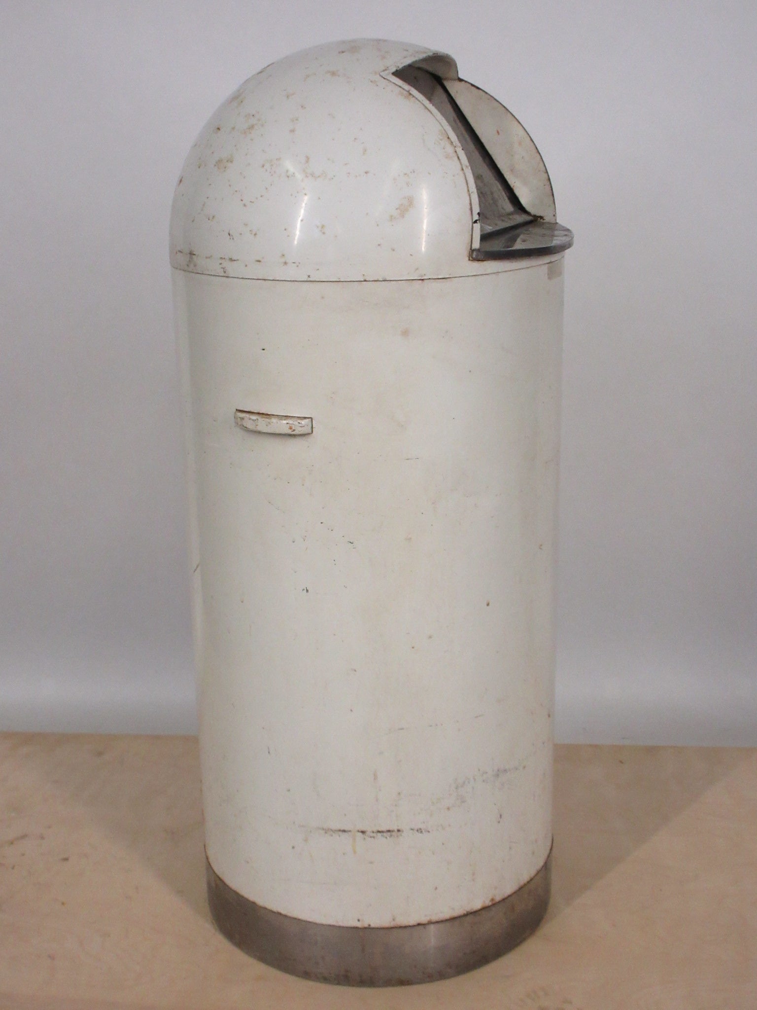Vintage Torpedo Trash Can with Flap Door