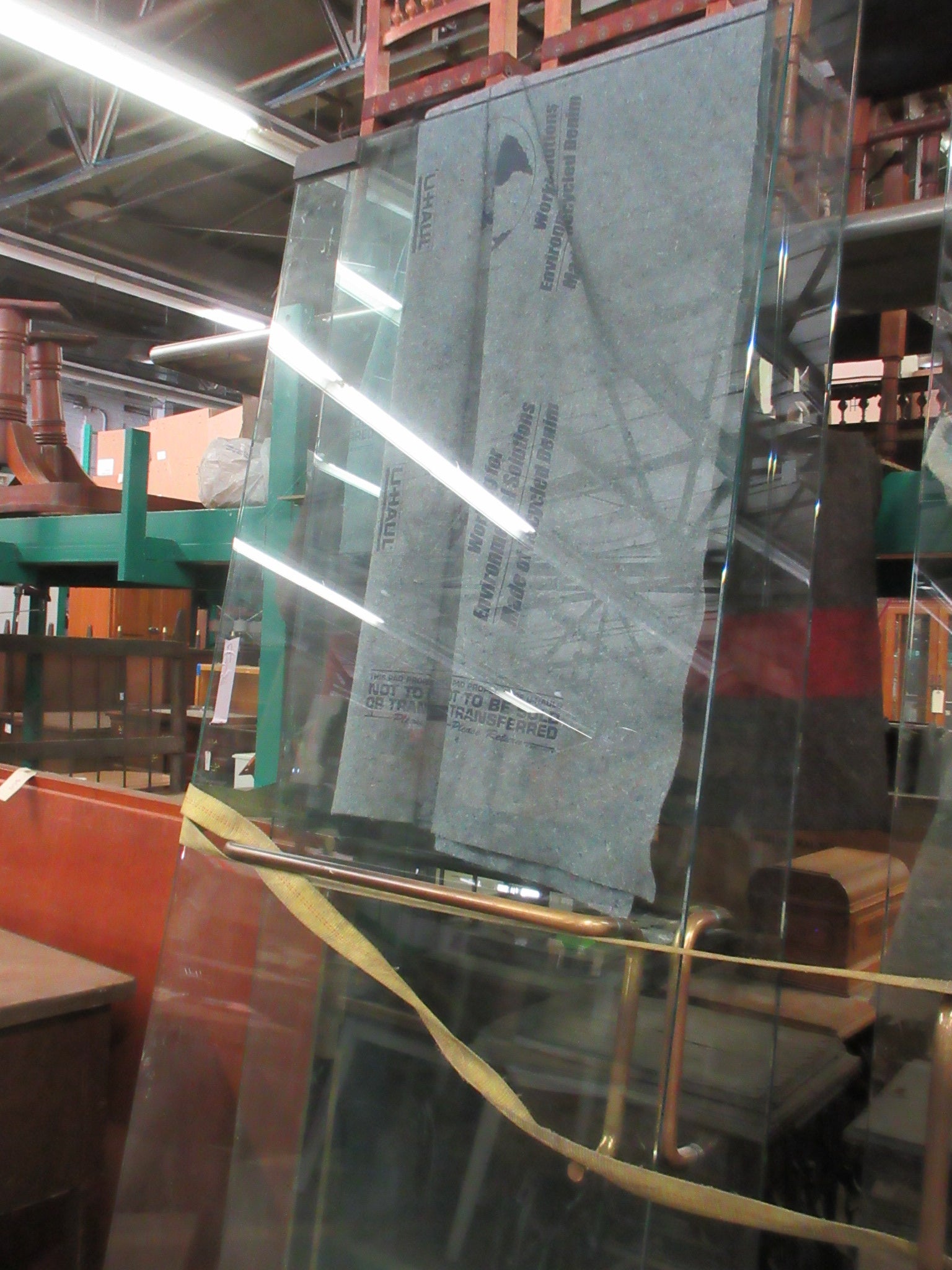 Full Glass Push Doors with Brass Hardware 92 1/2" (Set of Two)