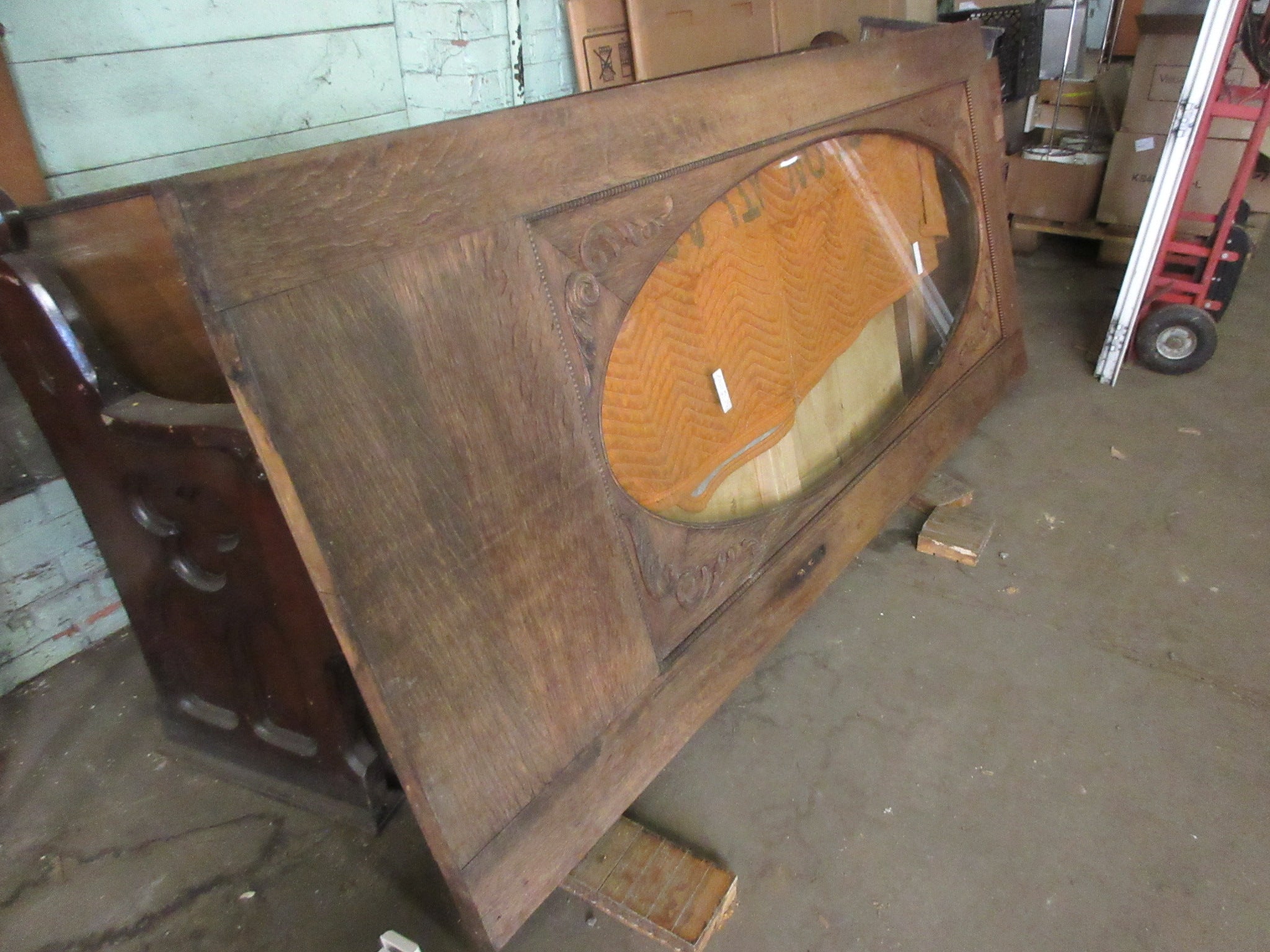 Vintage Oak Entry Door with Oval Glass 83 1/2"